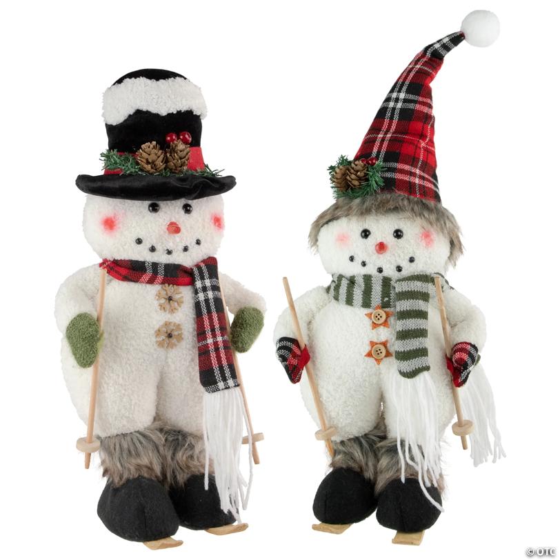 Northlight Set of 2 Winter Skiing Snowmen Christmas Table Top Decorations