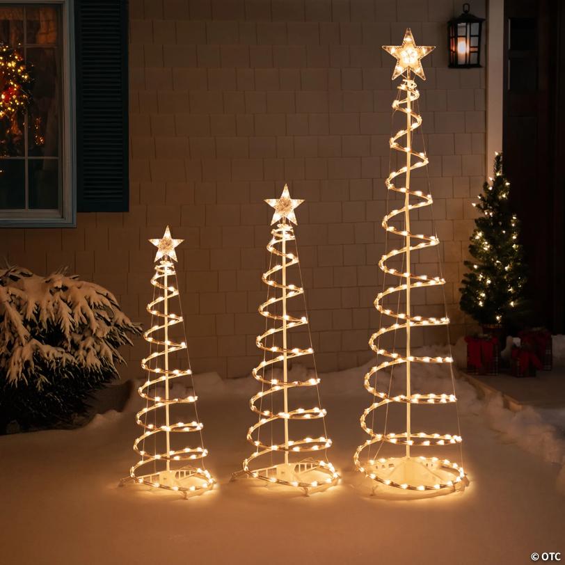 Northlight Set of 3 Clear Lighted Spiral Christmas Trees - 3'  4'  and 6'