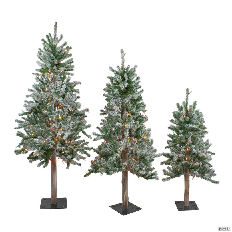 Northlight Set of 3 Flocked Alpine Artificial Christmas Trees 5' - Unlit