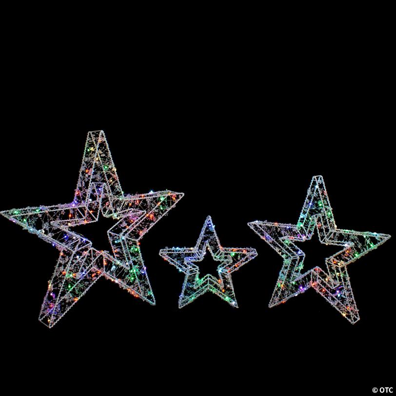Northlight Set of 3 LED Lighted Color Changing Stars Outdoor Christmas Decorations 23