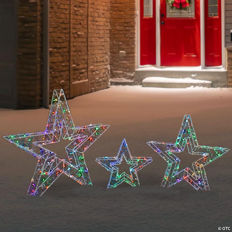 Northlight Set of 3 LED Lighted Color Changing Stars Outdoor Christmas Decorations 23