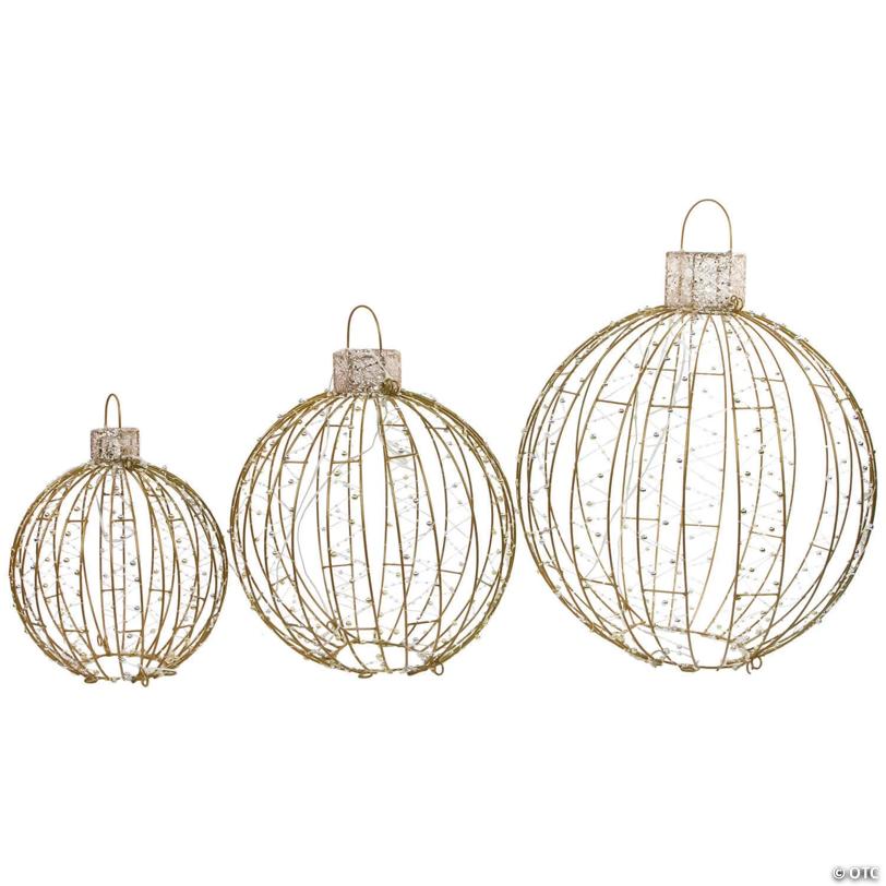 Northlight Set of 3 LED Lighted Ornaments Christmas Yard Decoration