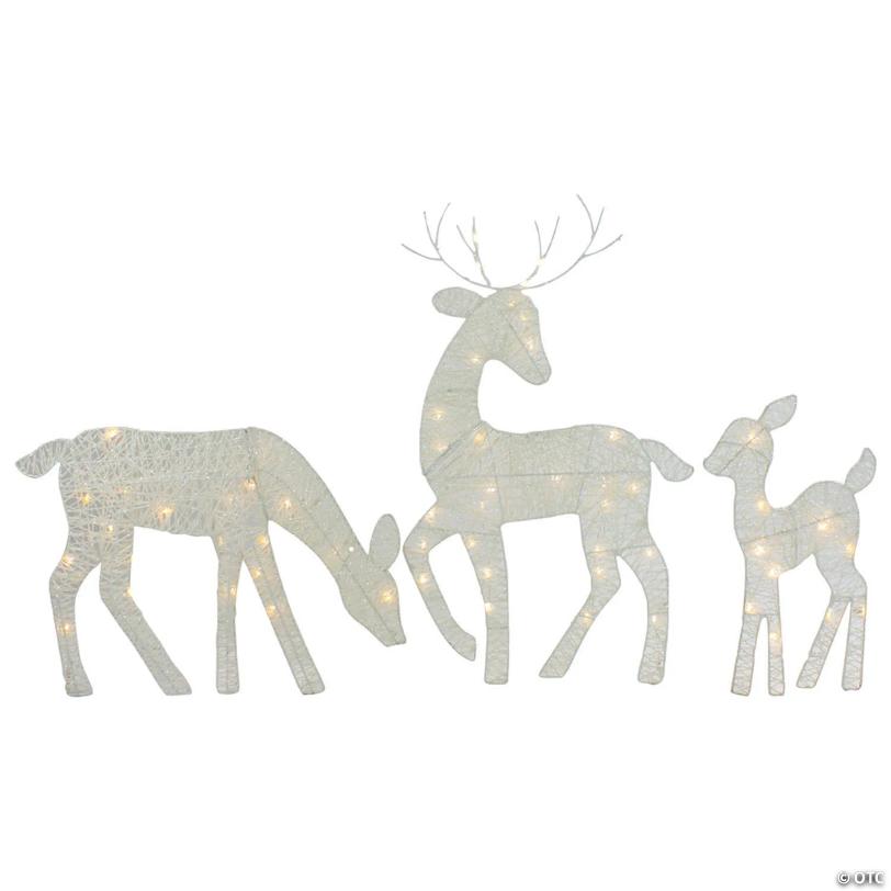 Northlight Set of 3 LED Lighted White Reindeer Family Outdoor Christmas Decorations 29