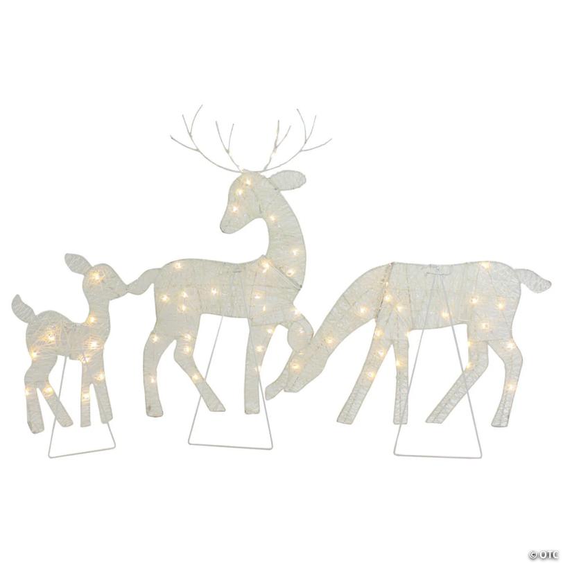 Northlight Set of 3 LED Lighted White Reindeer Family Outdoor Christmas Decorations 29