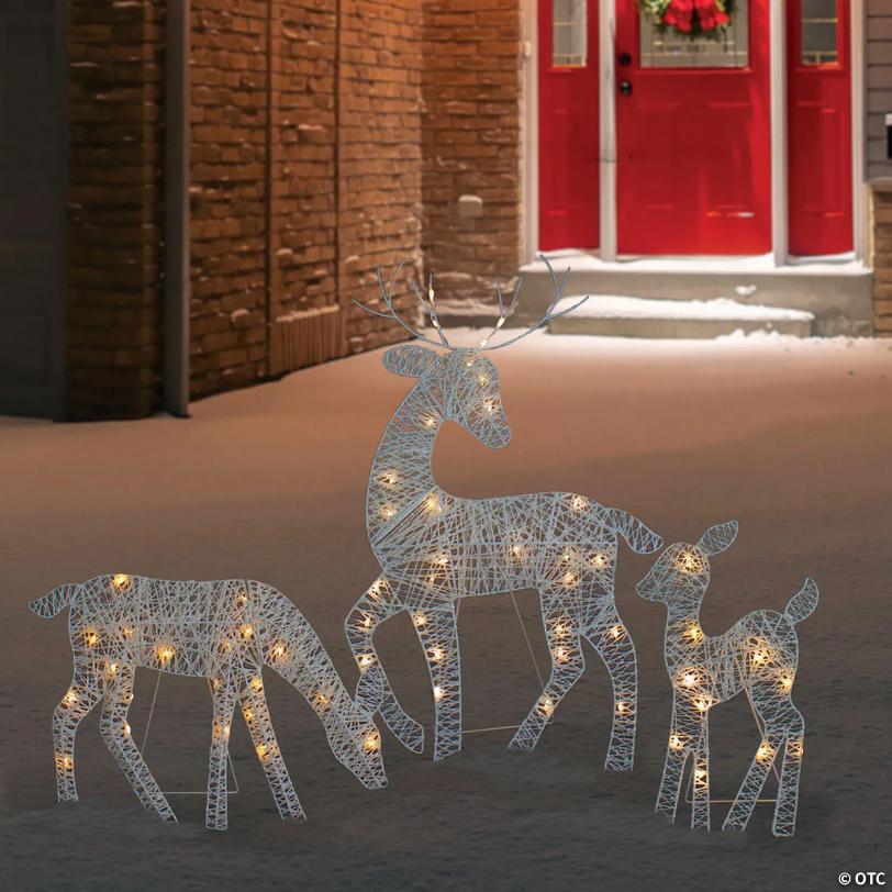 Northlight Set of 3 LED Lighted White Reindeer Family Outdoor Christmas Decorations 29