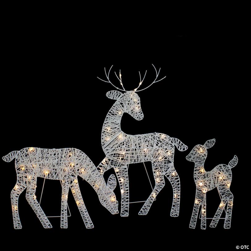 Northlight Set of 3 LED Lighted White Reindeer Family Outdoor Christmas Decorations 29