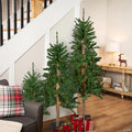 Northlight Set of 3 Pre-Lit Slim Alpine Artificial Christmas Trees 5' - Multicolor Lights