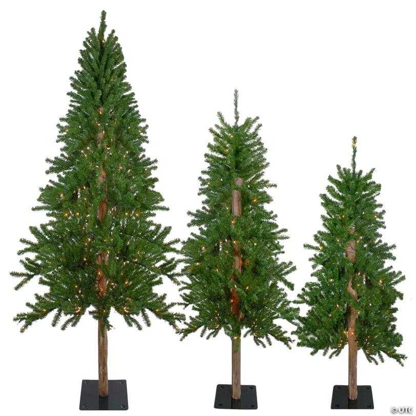 Northlight Set of 3 Pre-Lit Slim Alpine Artificial Christmas Trees 6' - Clear Lights