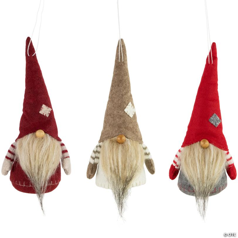 Northlight Set of 3 Red and Gray Bearded Chubby Santa Christmas Gnomes 10.5