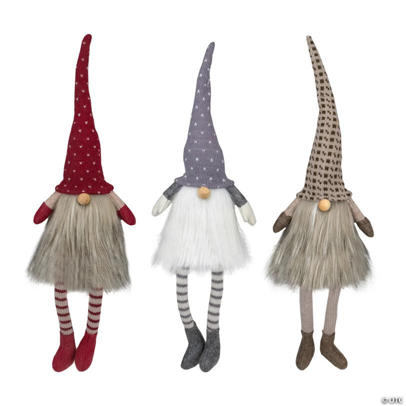 Northlight Set of 3 Sitting Christmas Gnomes with Dangling Legs 20