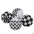 Northlight Set of 4 Black and White Glass Ball Christmas Decoration 2.75-Inch (67mm)