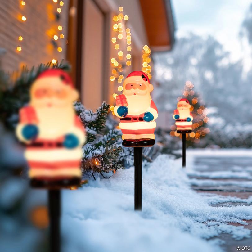 Northlight Set of 4 Lighted Santa Claus Christmas Pathway Markers 16