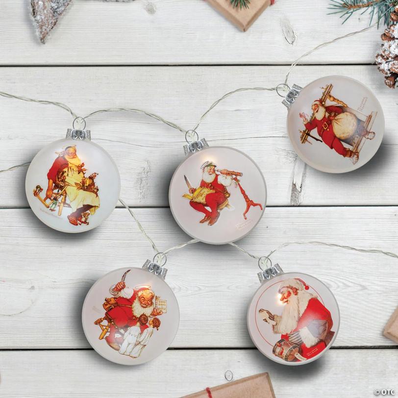 Northlight Set of 5 Glass Norman Rockwell Christmas Disc Lights