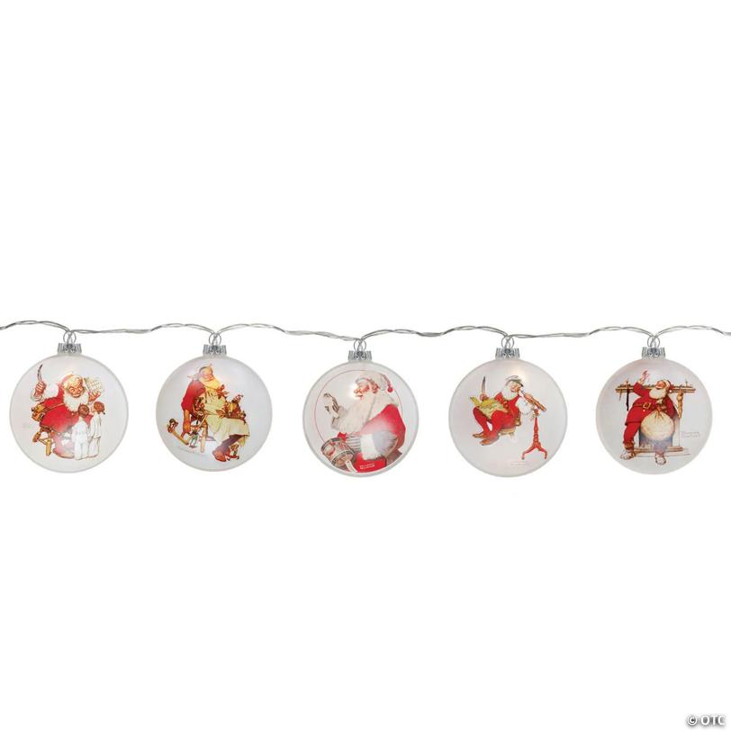 Northlight Set of 5 Glass Norman Rockwell Christmas Disc Lights
