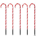 Northlight Set of 5 Red Lighted Candy Cane Christmas Lawn Stakes 28