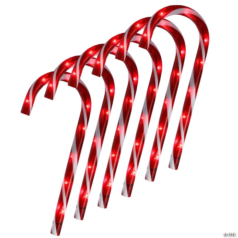 Northlight Set of 6 Pre-Lit Red and White Blinking Candy Cane Outdoor Christmas Pathway Markers 12