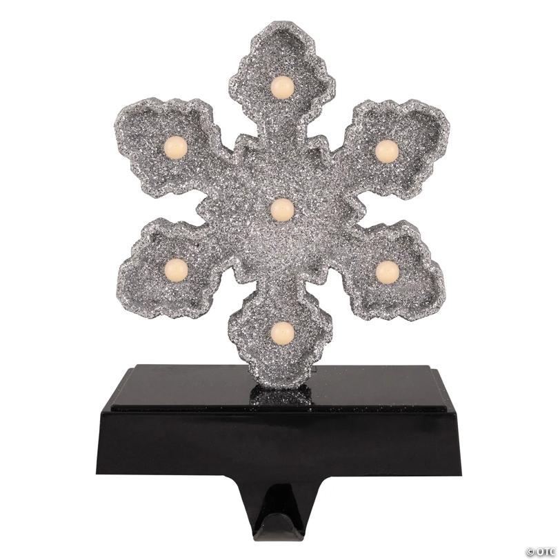 Northlight Silver Glittered LED Lighted Snowflake Christmas Stocking Holder 7