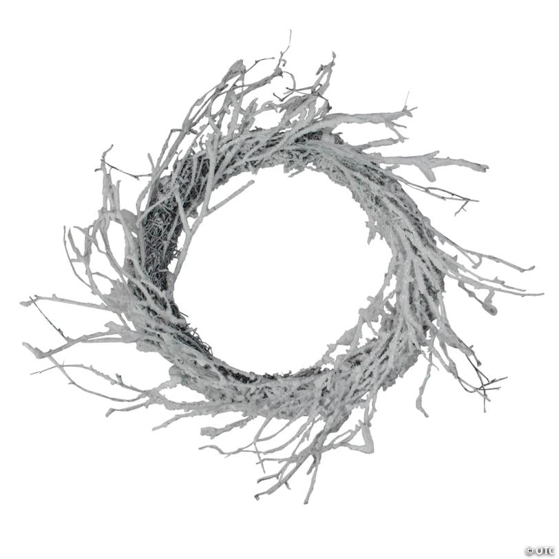 Northlight Snow Flocked and Iridescent Glitter Twig Artificial Christmas Wreath - 24-Inch  Unlit