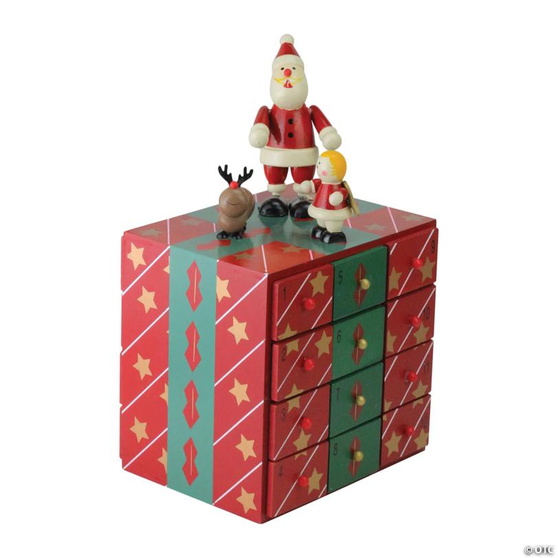 Northlight - 10.5" Red and Green Elegant Advent Storage Calendar Box