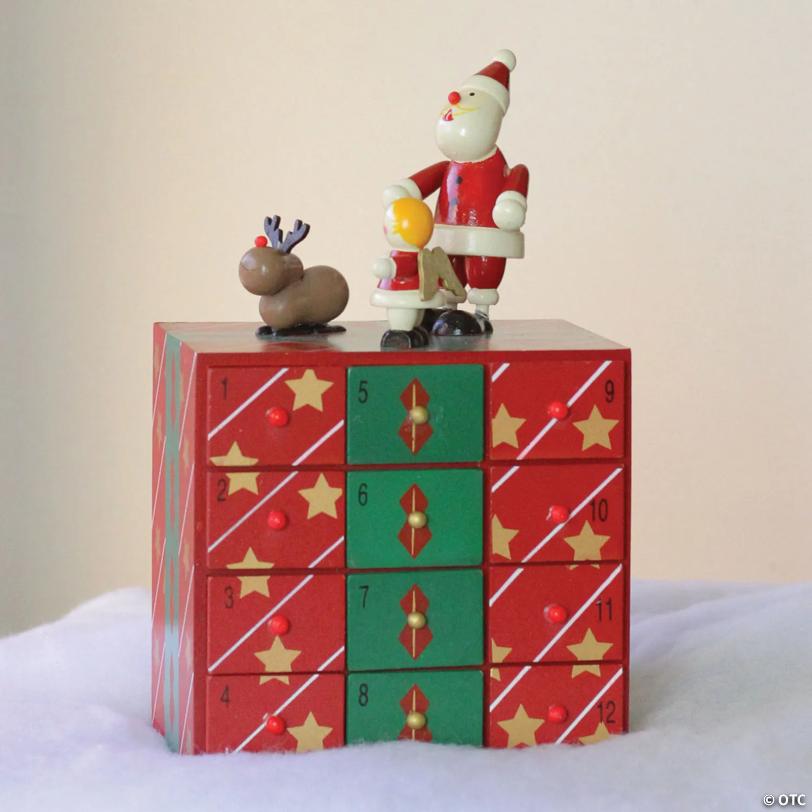 Northlight - 10.5" Red and Green Elegant Advent Storage Calendar Box