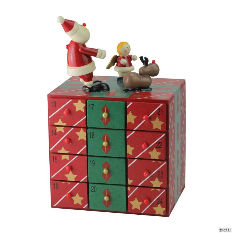 Northlight - 10.5" Red and Green Elegant Advent Storage Calendar Box