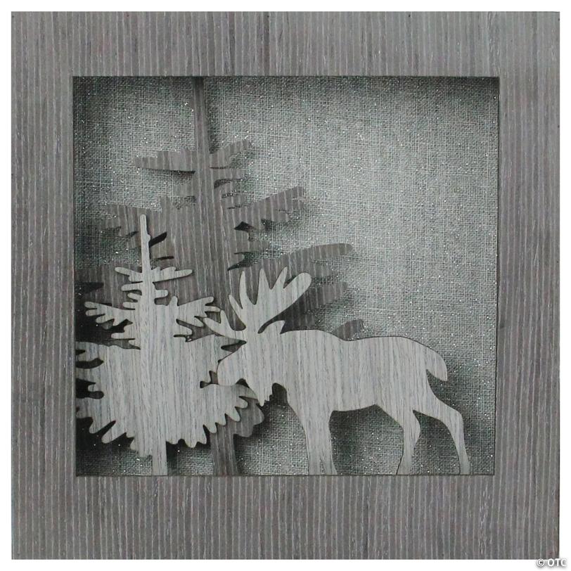 Northlight - 10" Glittered Moose Silhouette Box Framed Christmas Decoration