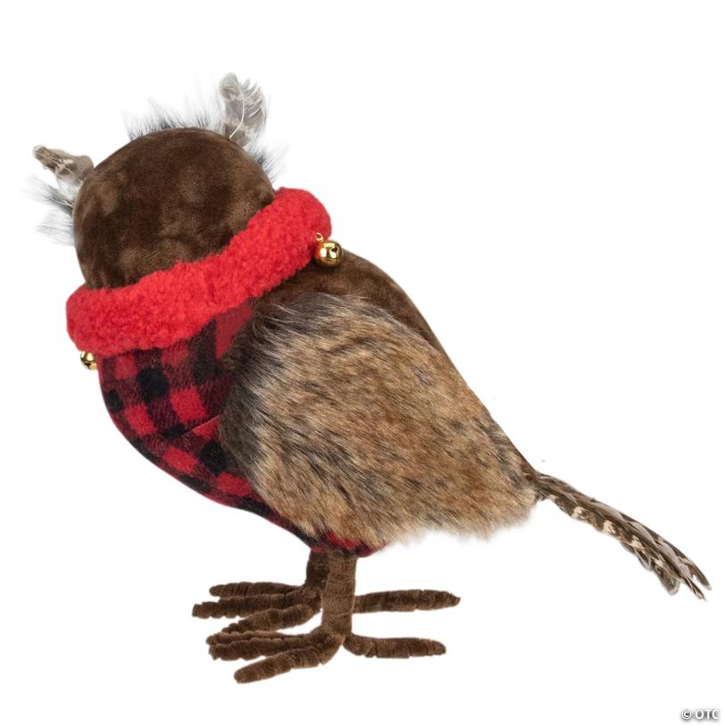 Northlight - 10" Owl with Buffalo Plaid Christmas Figure