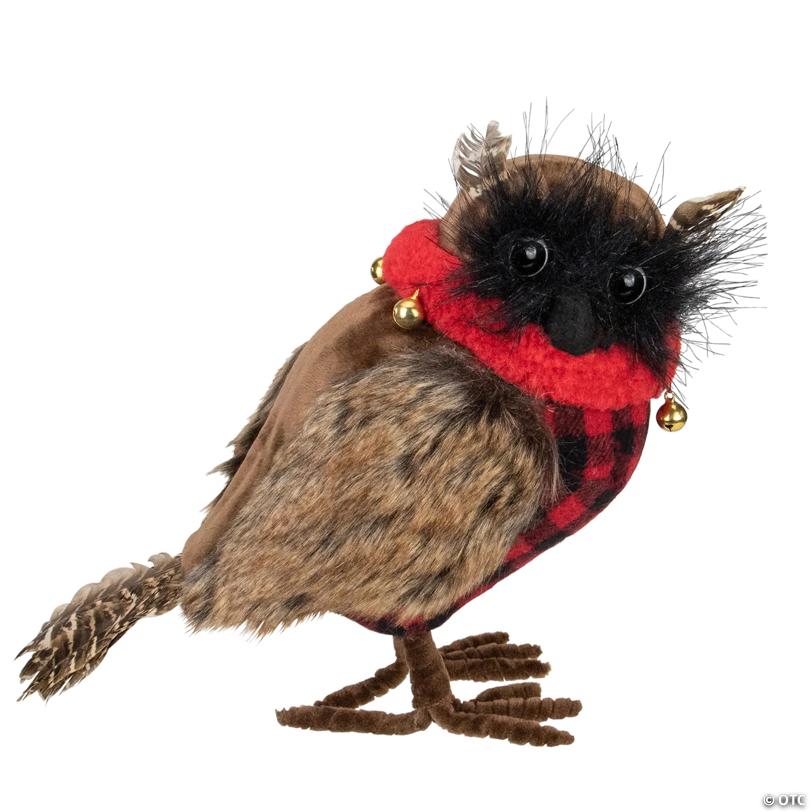 Northlight - 10" Owl with Buffalo Plaid Christmas Figure