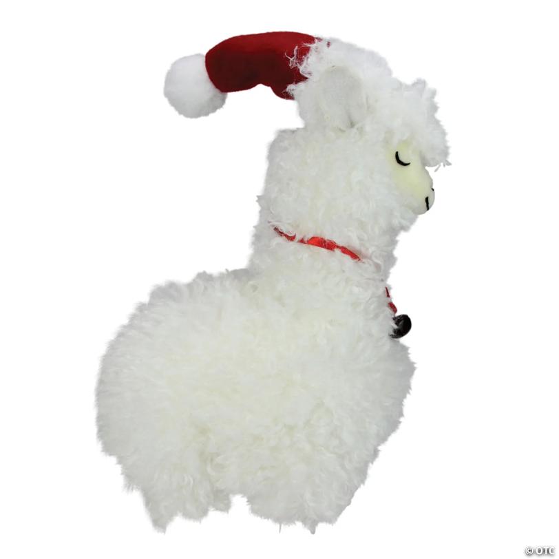 Northlight - 13" Plush Standing Llama with Santa Hat Christmas Decoration