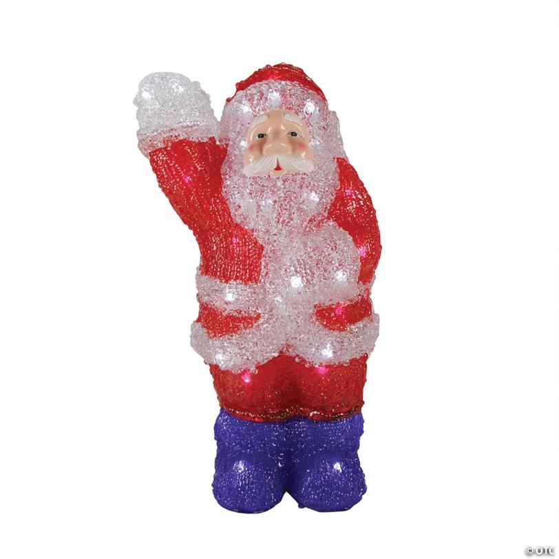 Northlight - 14" Lighted Commercial Grade Acrylic Waving Santa Claus Christmas Outdoor Decoration