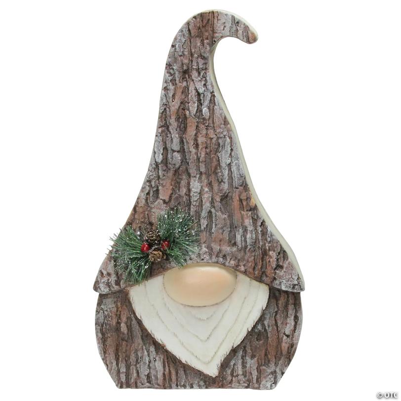 Northlight - 16" Brown and White Faux Tree Bark Gnome Christmas Figure