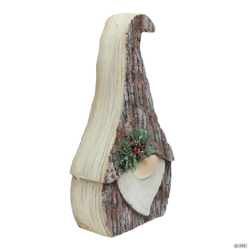 Northlight - 16" Brown and White Faux Tree Bark Gnome Christmas Figure
