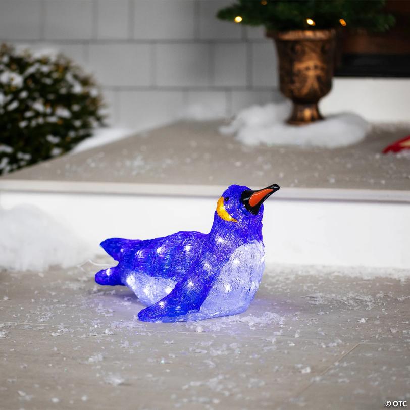 Northlight - 16" Lighted Commercial Grade Acrylic Swimming Penguin Christmas Display Decoration