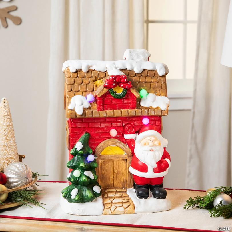 Northlight - 16" Red LED Lighted House with Santa Musical Christmas Tabletop Figurine