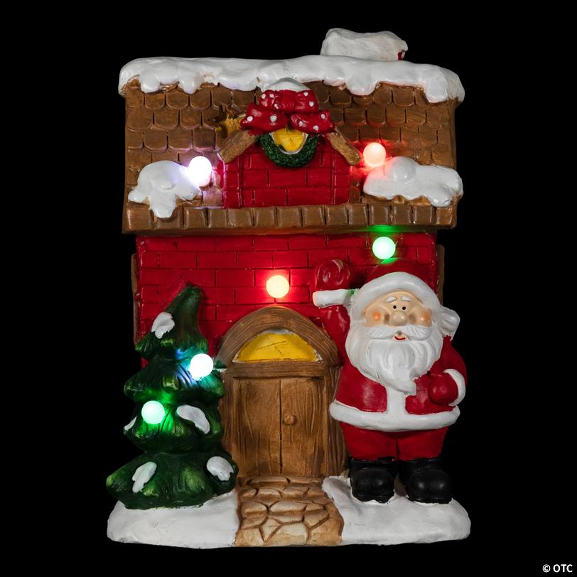 Northlight - 16" Red LED Lighted House with Santa Musical Christmas Tabletop Figurine