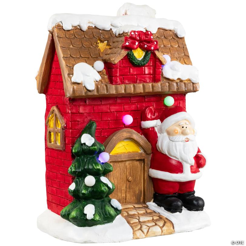 Northlight - 16" Red LED Lighted House with Santa Musical Christmas Tabletop Figurine