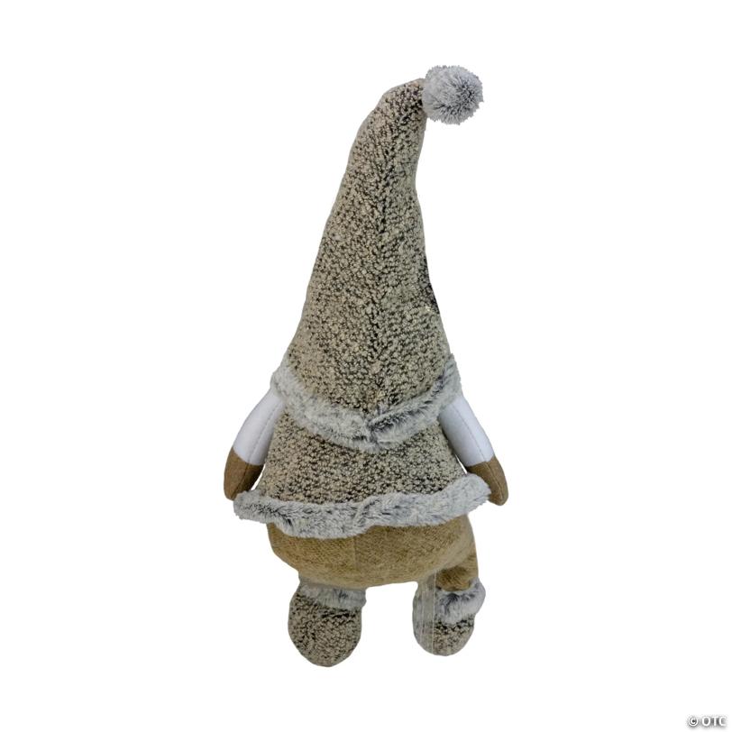 Northlight - 17" Gray and Beige Sitting Christmas Gnome Decoration