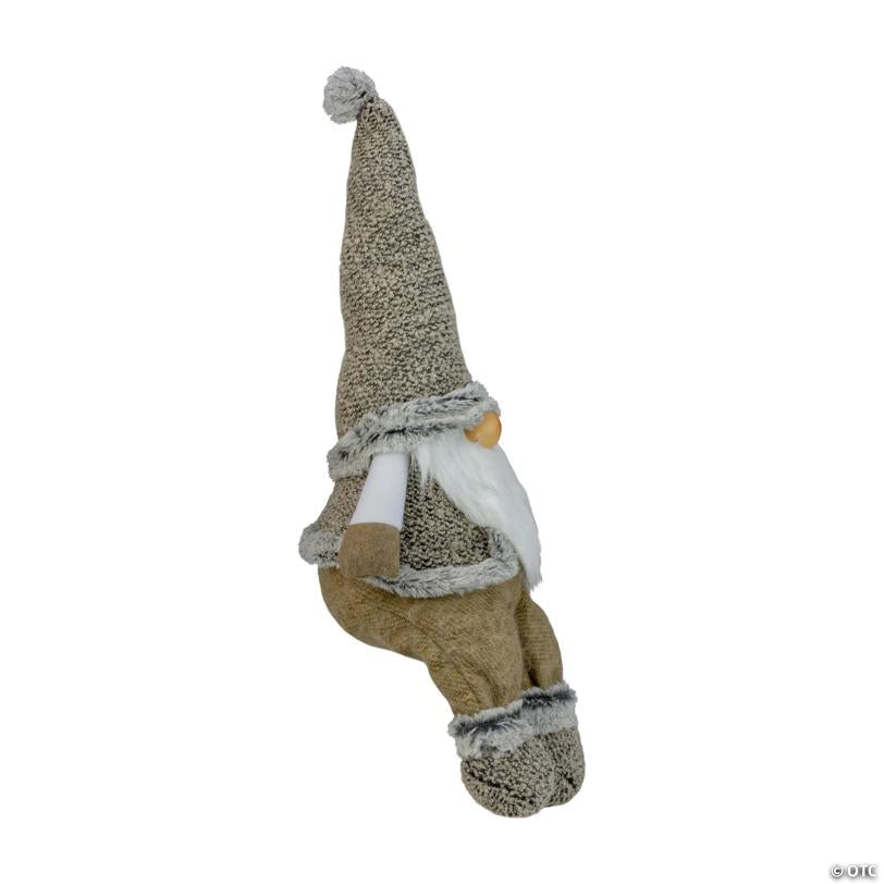 Northlight - 17" Gray and Beige Sitting Christmas Gnome Decoration