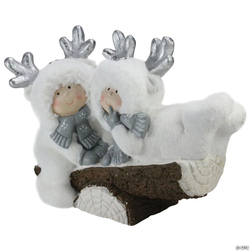 Northlight - 18.5" White Winter Christmas Smiling Children on Seesaw Tabletop Decoration