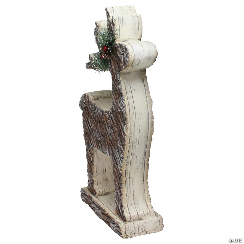 Northlight - 19" Brown and Silver Wood Look Deer Statue Christmas Decor