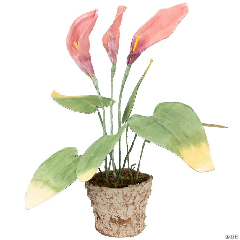 Northlight - 19" Pink and Green Decorative Calla Lily Artificial Plant
