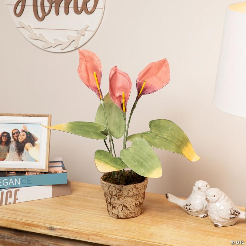 Northlight - 19" Pink and Green Decorative Calla Lily Artificial Plant