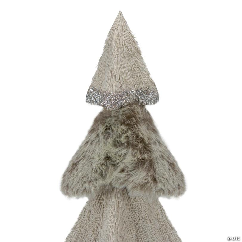 Northlight - 20" Gray and Beige Multi Textured Triangular Table Top Christmas Tree with Glitter