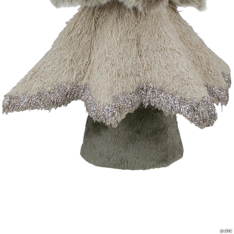 Northlight - 20" Gray and Beige Multi Textured Triangular Table Top Christmas Tree with Glitter