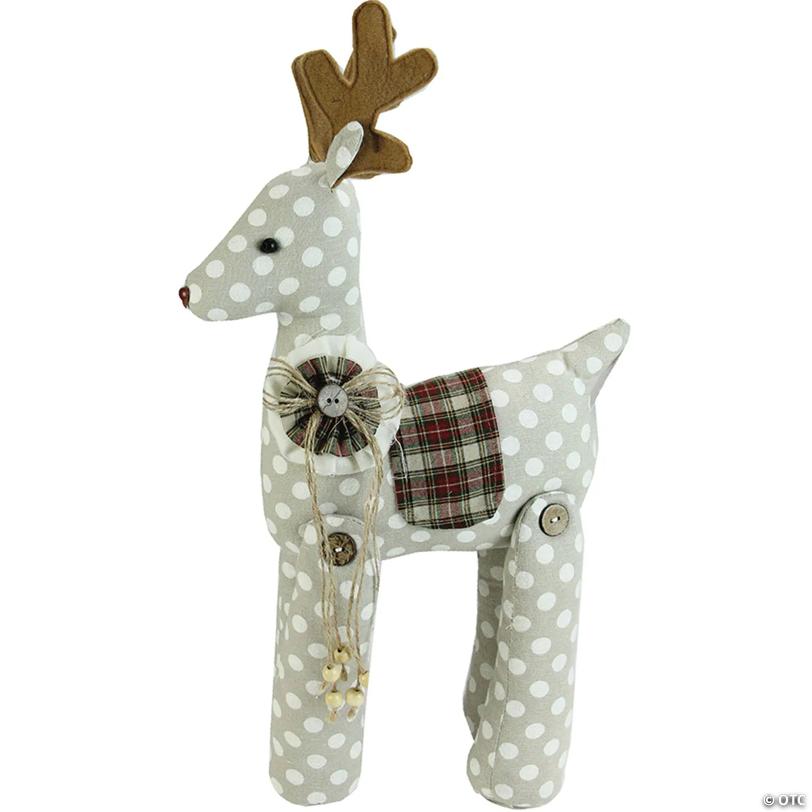 Northlight - 20" White and Brown Polka Dot Reindeer Christmas Tabletop Decor
