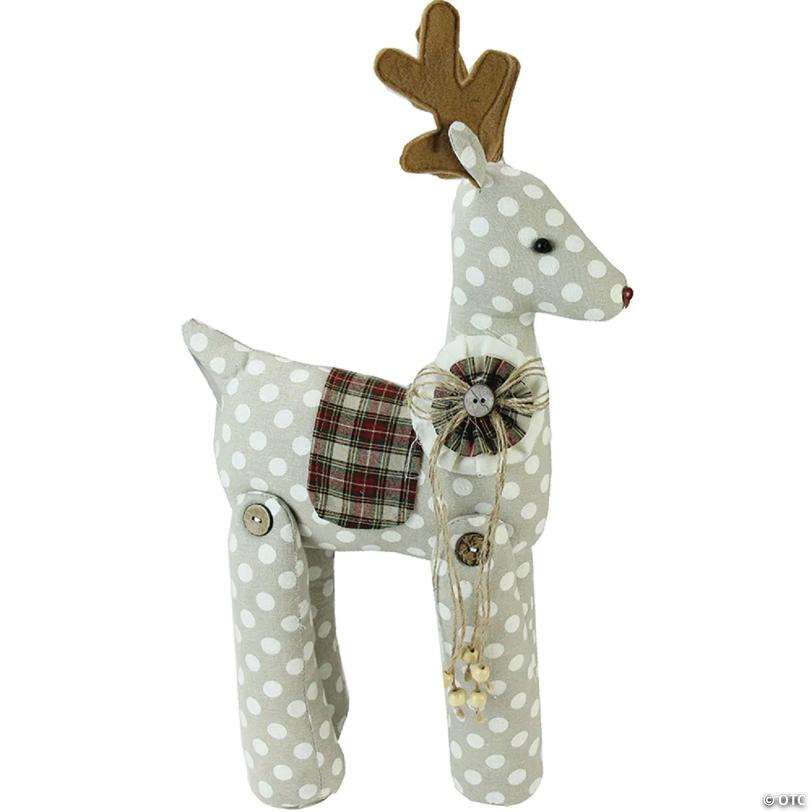 Northlight - 20" White and Brown Polka Dot Reindeer Christmas Tabletop Decor