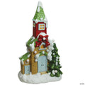Northlight - 21.25" Green and White Pre-Lit LED Snow Covered Church Christmas Tabletop Figurine