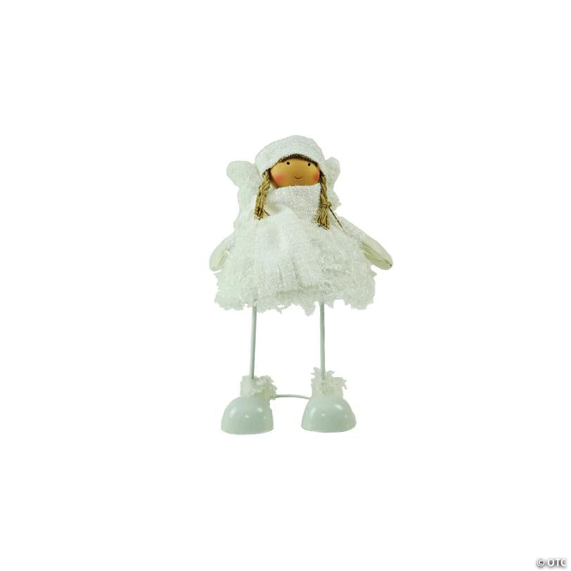 Northlight - 24" Snowy Woodlands Plush White Angel Bobble Girl Christmas Figure