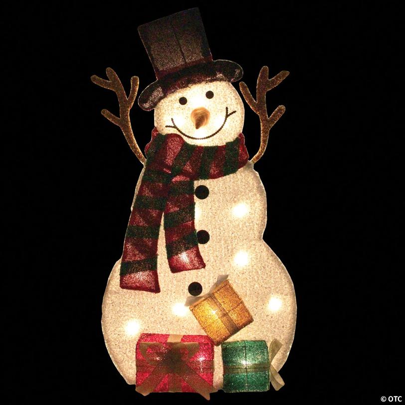 Northlight - 2.5' Pre-Lit Snowman with Gifts Outdoor Christmas Decor