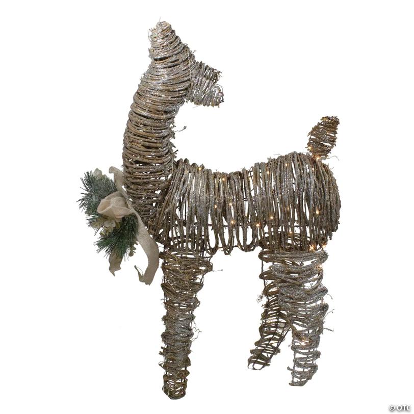 Northlight - 2.5' Pre-Lit Standing Rattan Reindeer Outdoor Christmas Decoration